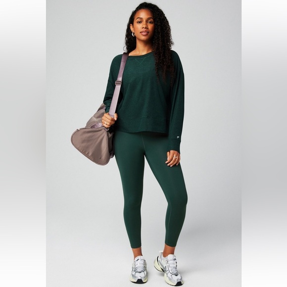 Fabletics Cloud Jersey Boxy Long-Sleeve Top | L | Everpine Heather - Picture 1 of 8